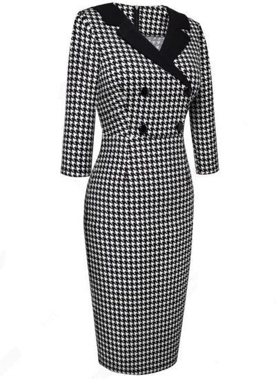 Black And White Winter Vintage Dress