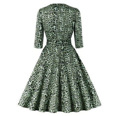Vintage Leopard Dress Green