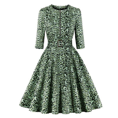 Vintage Leopard Dress Green