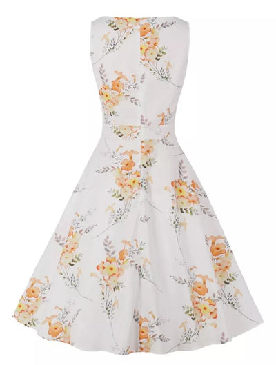 White 50s Long Vintage Dress