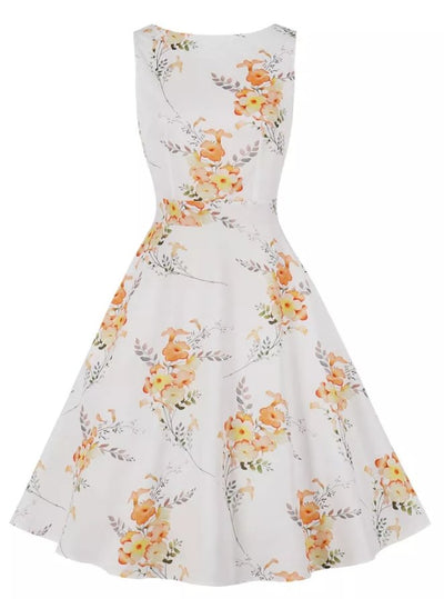 White 50s Long Vintage Dress