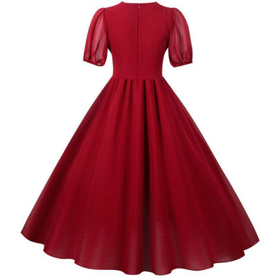 Burgundy Vintage 50s Long Dress