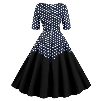 1950s Blue Polka Dot Bustier Dress