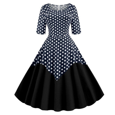 1950s Blue Polka Dot Bustier Dress