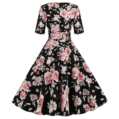 Black Roses Vintage Dress