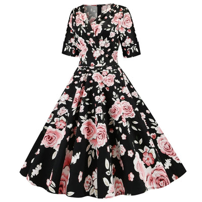 Black Roses Vintage Dress