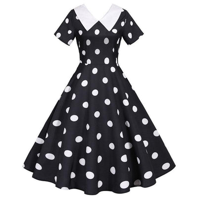 Black Vintage Dress With White Dots