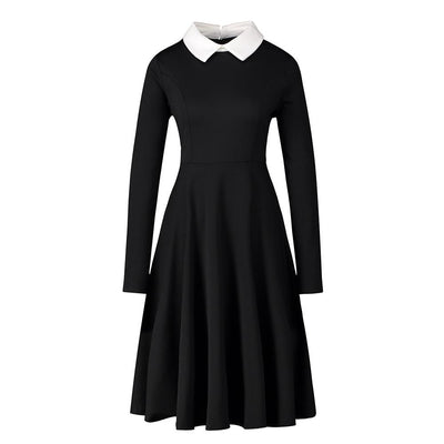 Black Vintage Dress With White Collar