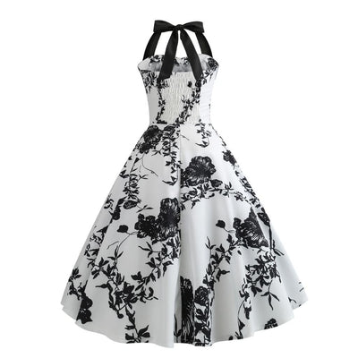 Black Flowers Vintage Pin-Up Dress