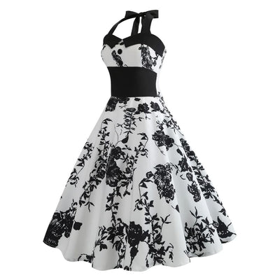 Black Flowers Vintage Pin-Up Dress