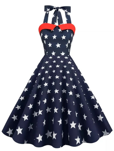 Usa Printed Pin Up Vintage Dress