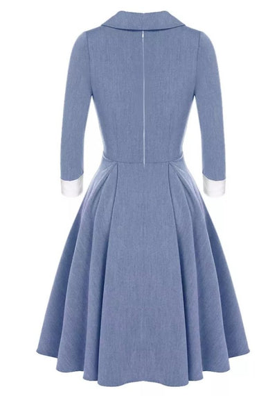Blue Pleated Vintage Dress