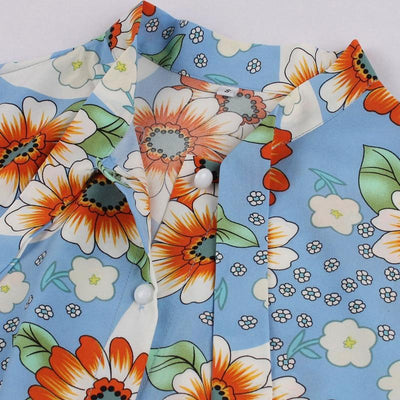 Sky Pleated Vintage Dress