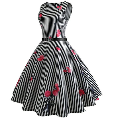 Black And White Striped Vintage Dress