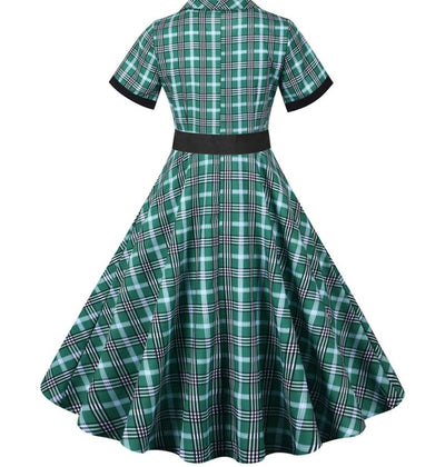 Green And Black Striped Vintage Dress