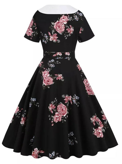 Vintage 50s Rockabilly Dress Flowers