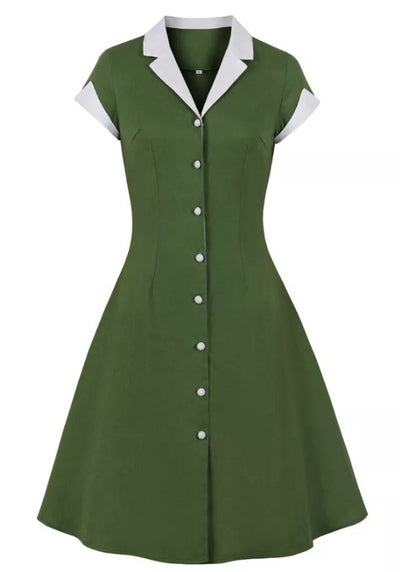 Vintage 50s Rockabilly Dress Green