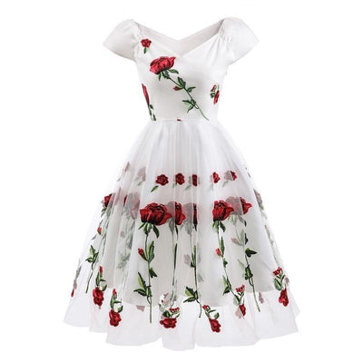 White Lace Rockabilly Vintage Dress