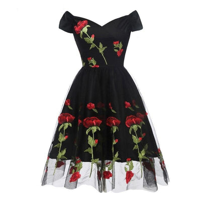 Vintage Rockabilly Lace Dress Black