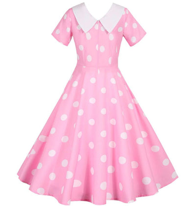 Vintage Pink Dress With White Dots