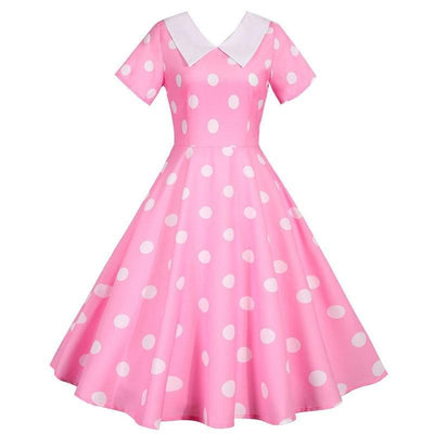 Vintage Pink Dress With White Dots