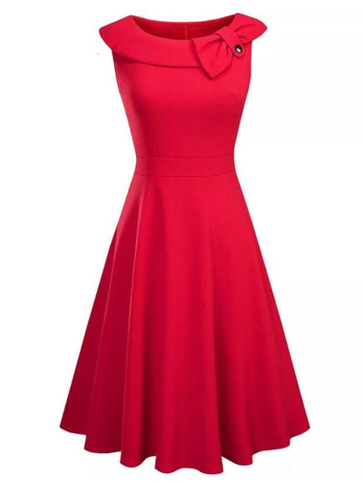 Red Vintage Turndown Collar Dress