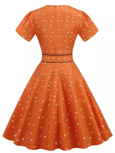 Sexy Pin Up Orange Vintage Dress