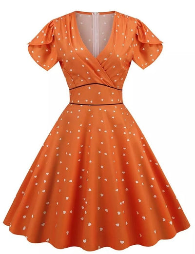 Sexy Pin Up Orange Vintage Dress