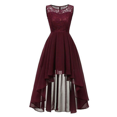 Burgundy Vintage Chic Evening Dress