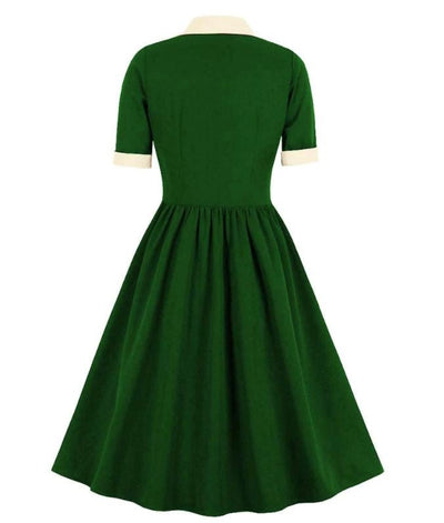 Green High Waisted Vintage Dress
