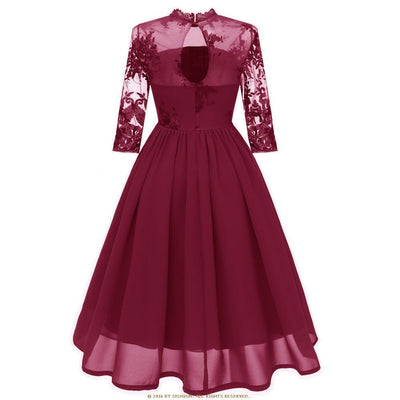 Burgundy Voile Vintage Dress