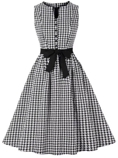 Vintage Black And White Gingham Dress