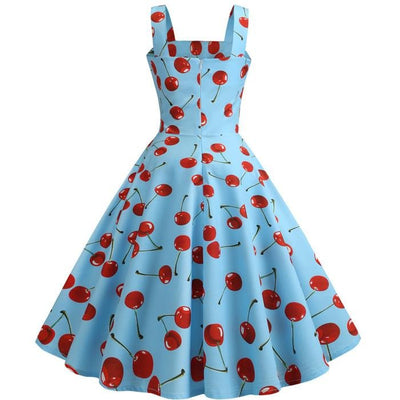 Vintage 1950 Cherry Blue Dress