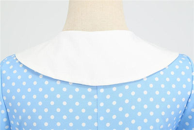 50s Sky Blue Polka Dot Dress