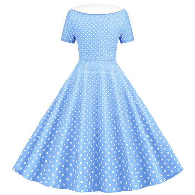 50s Sky Blue Polka Dot Dress