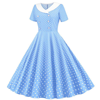 50s Sky Blue Polka Dot Dress