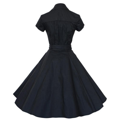 Plain Black 1950s Vintage Dress