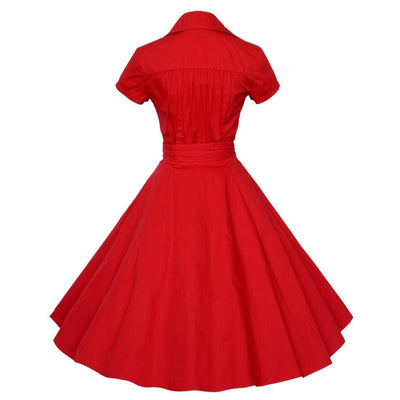 Solid Red 1950s Vintage Dress