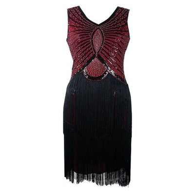 Vintage 1920s Art Deco Burgundy Dress