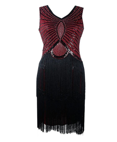 Vintage 1920s Art Deco Burgundy Dress