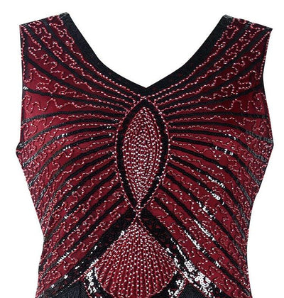 Vintage 1920s Art Deco Burgundy Dress