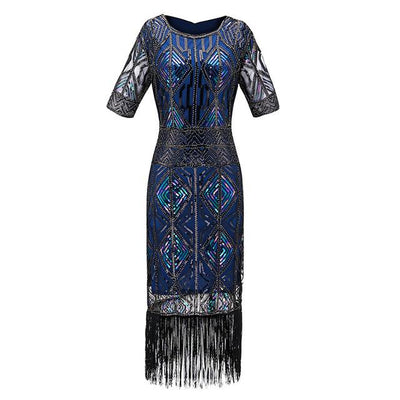 Vintage 1920s Gatsby Long Blue Dress