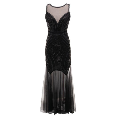 Vintage 1920s Dress Long Black