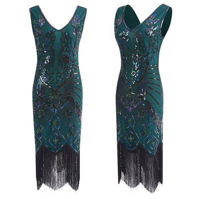 Paris 1920s Vintage Dress Green