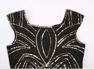 1920s Retro Black Gold Vintage Dress
