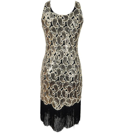 Sexy Black Gold 1920s Vintage Dress