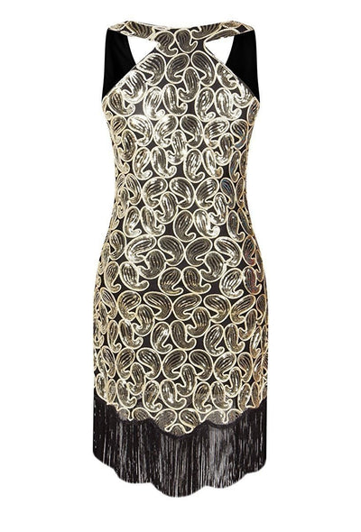 Sexy Black Gold 1920s Vintage Dress