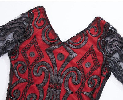 Red Lace 1920s Dress