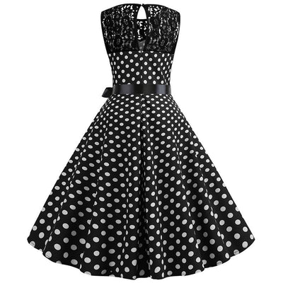 Vintage Black Polka Dot Lace Dress