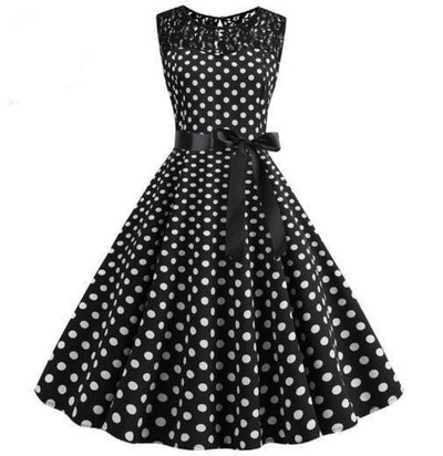 Vintage Black Polka Dot Lace Dress